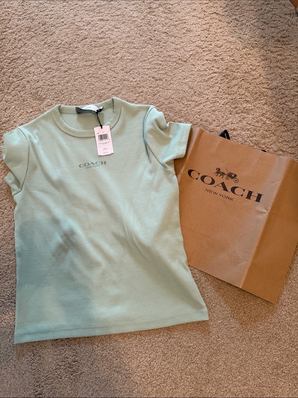 Coach Mint Green Logo Short Sleeve Tee